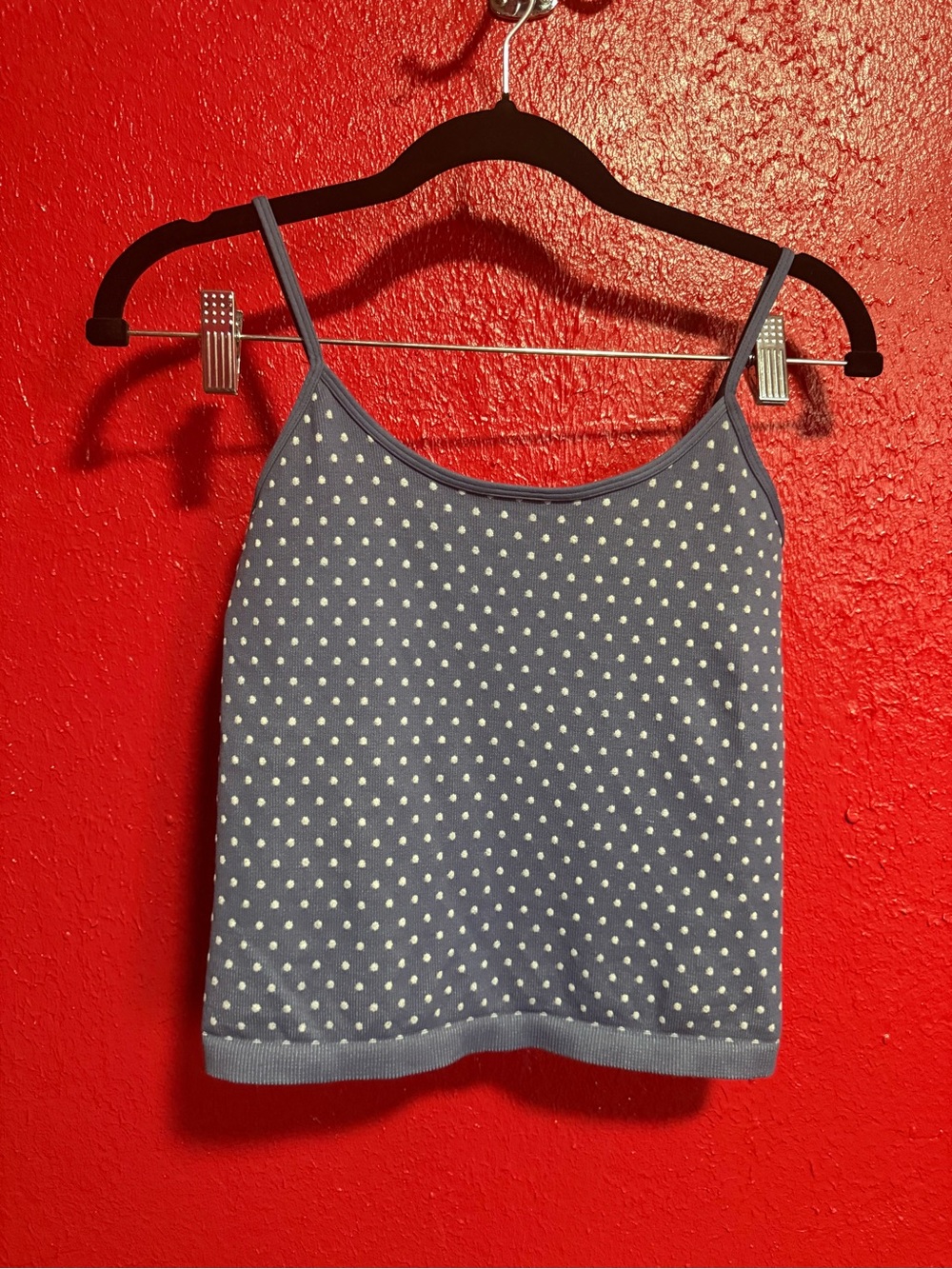 041. Preloved Nikibiki Blue Polka Dot Knit Cami